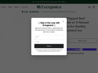 shopeverganics.com screenshot
