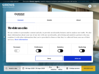 sirenishotels.com screenshot