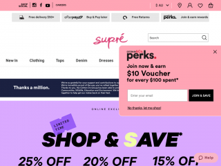 supre.com.au screenshot