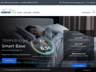 tempurpedic.com screenshot