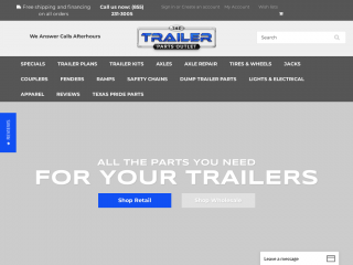 thetrailerpartsoutlet.com screenshot