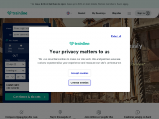 thetrainline.com screenshot