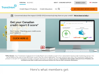transunion.ca screenshot