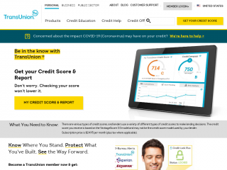 transunion.com screenshot