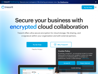 tresorit.com screenshot