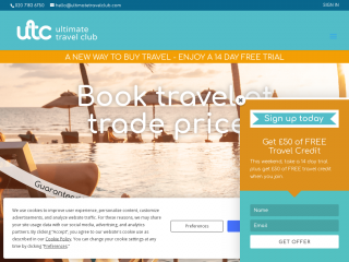 ultimatetravelclub.com screenshot