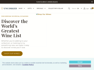 uncorked.com screenshot