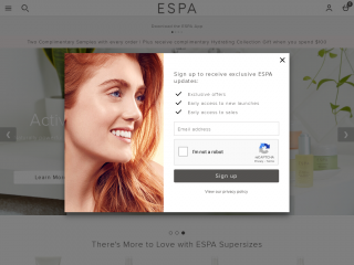 us.espaskincare.com screenshot