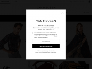 vanheusen.partnerbrands.com screenshot