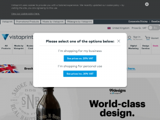 vistaprint.co.uk screenshot