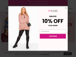 yoursclothing.com screenshot